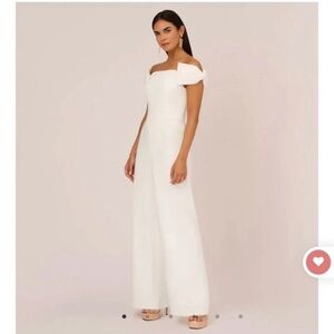 Aidan Mattox White Ivory Bow Sleeve Jumpsuit Petite Length Wedding Bridal Formal
